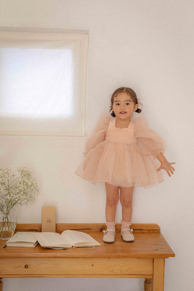 Sey Organza Dress Romper _Peach Pink (Pre-Order)