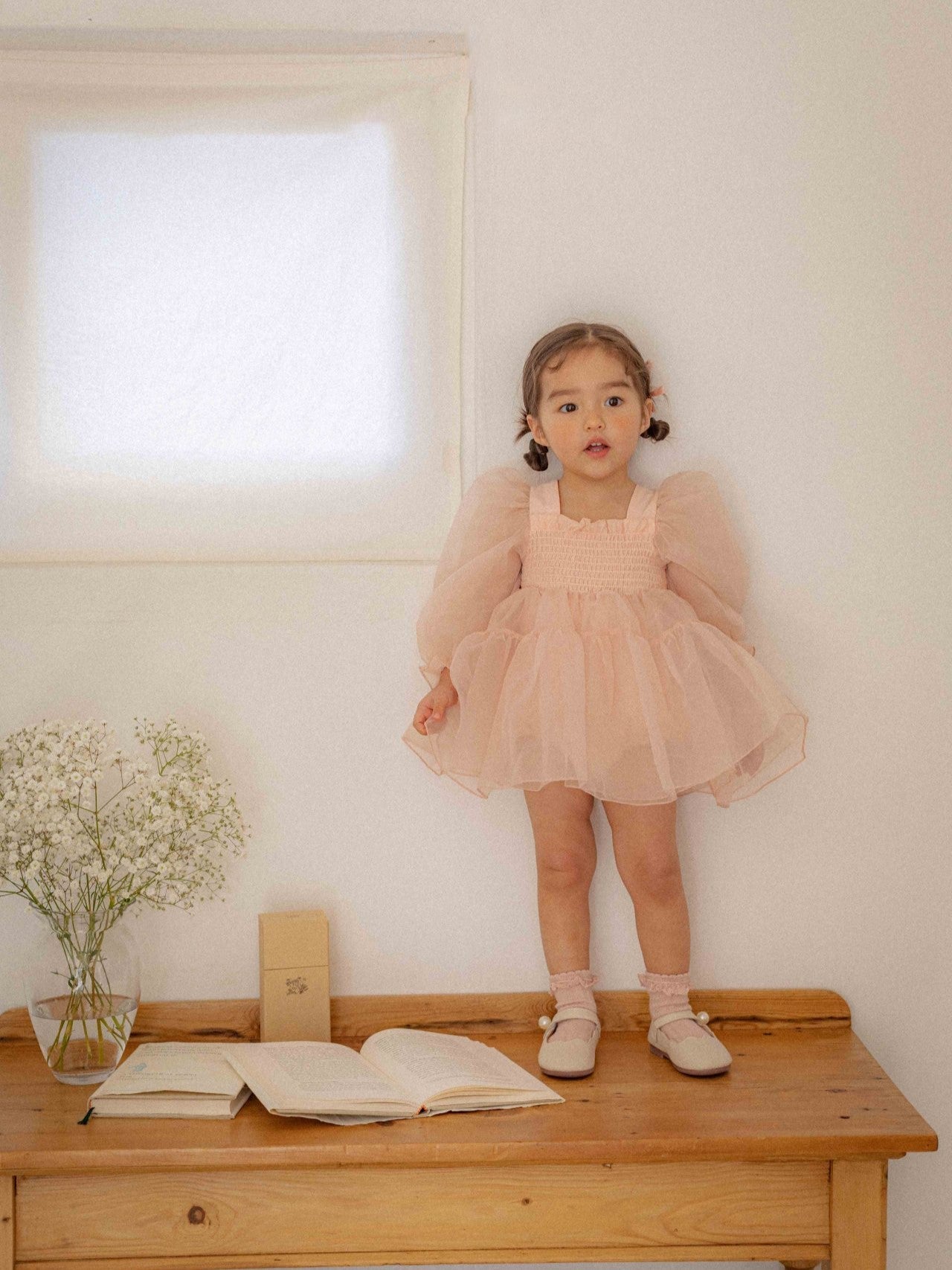 Sey Organza Dress Romper _Peach Pink (Pre-Order)