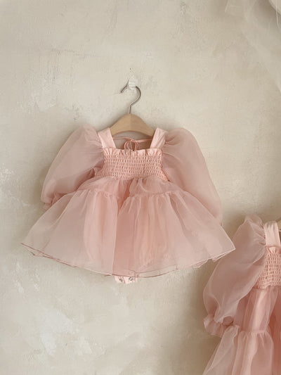 Sey Organza Dress Romper _Peach Pink (Pre-Order)