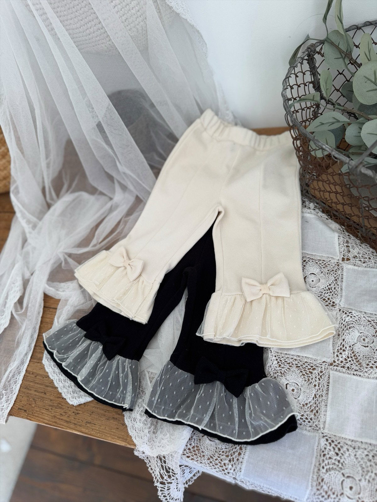 Ribbon Frill Pants_ 2 Colors(Pre-Order)