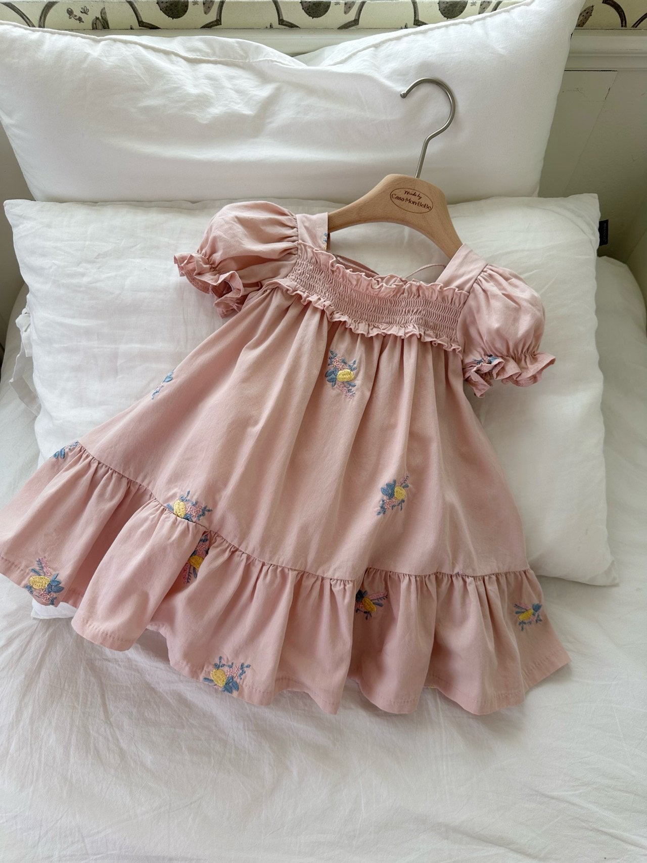 Latte Embroidery Dress_ Pink