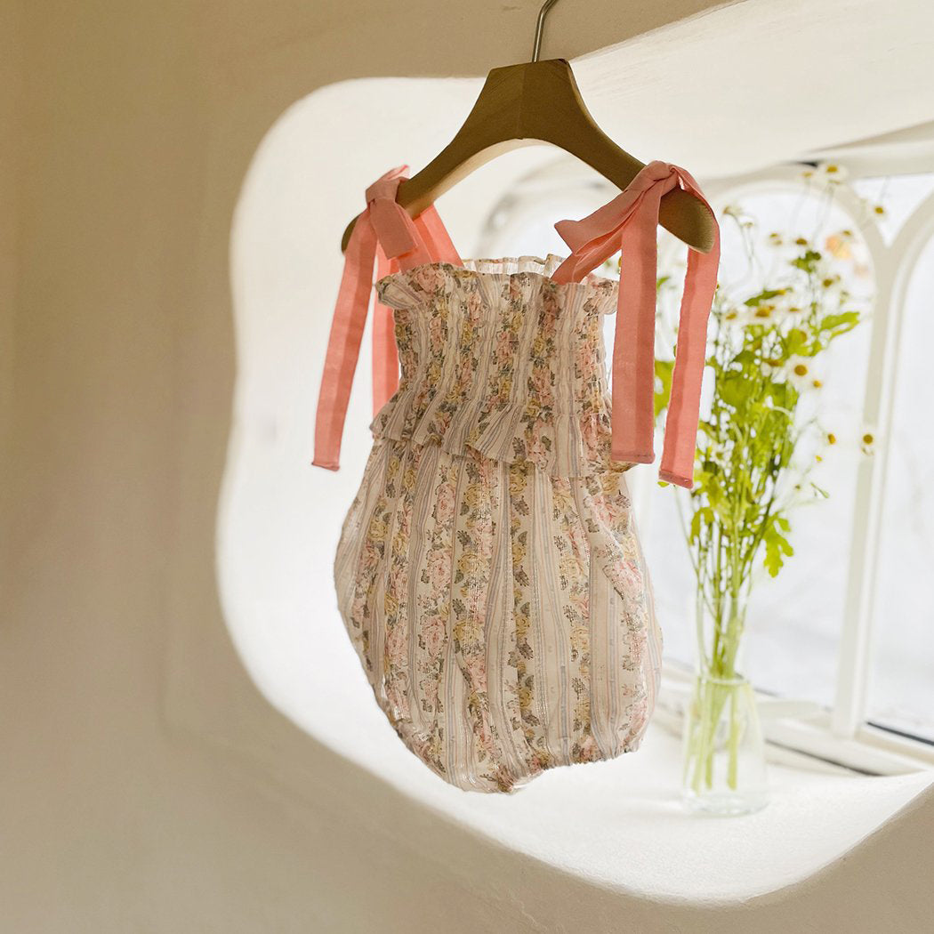 Glen Smocking Romper_ Coral
