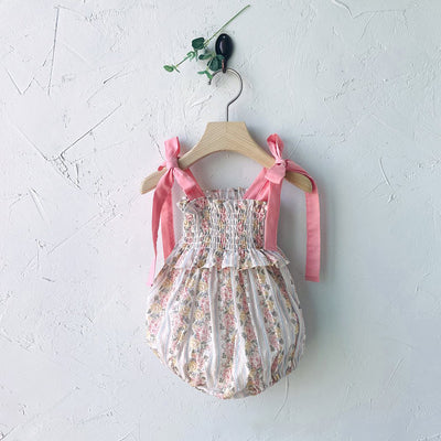 Glen Smocking Romper_ Coral