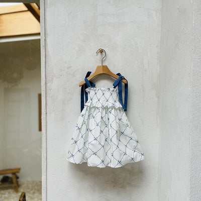 Glen Smocking Dress_ Blue