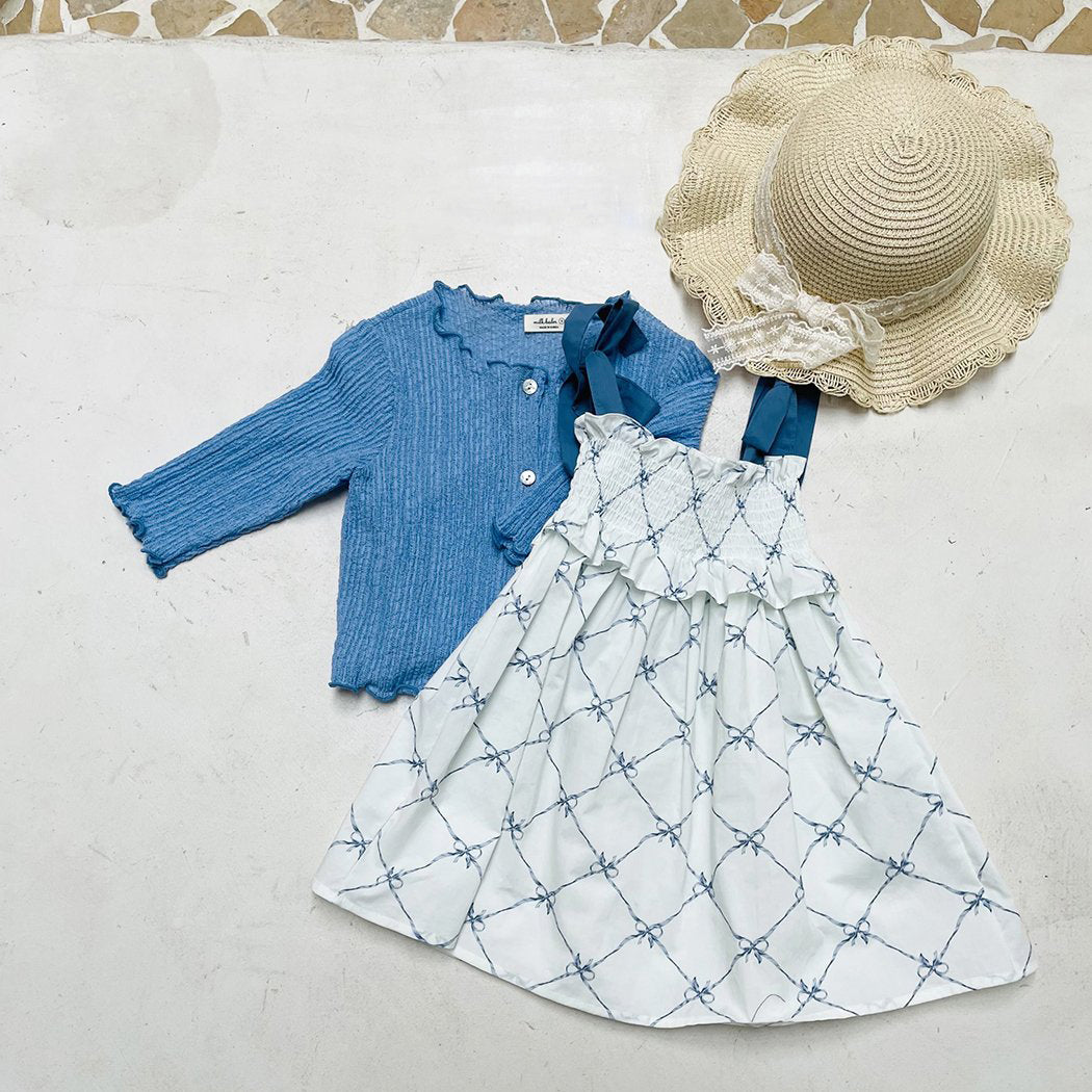 Glen Smocking Dress_ Blue