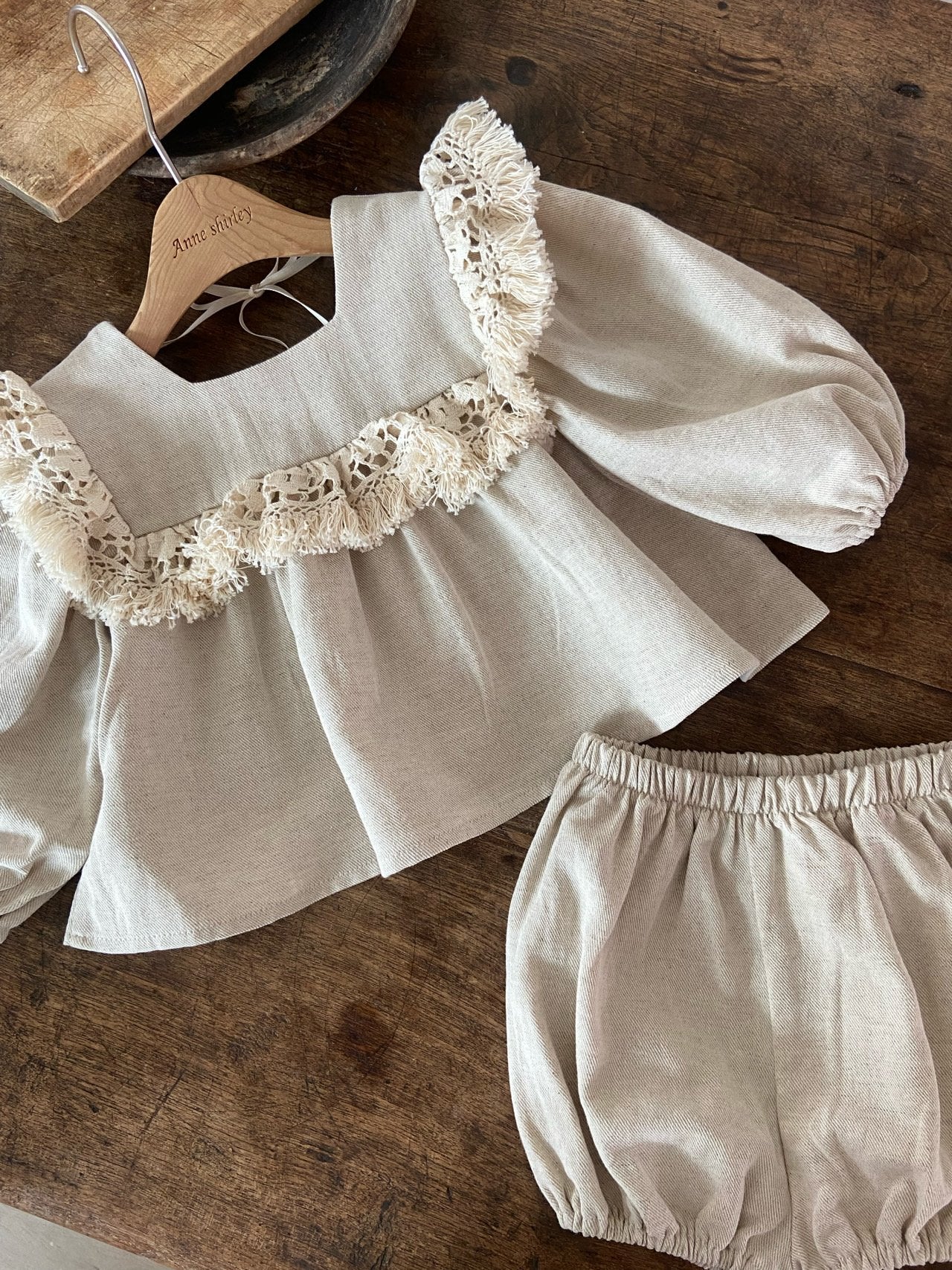 Natural Blouse & Bloomer Set