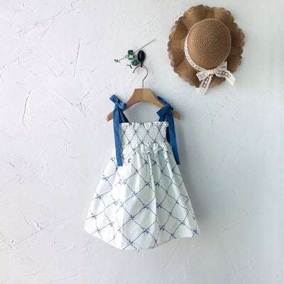 Glen Smocking Dress_ Blue