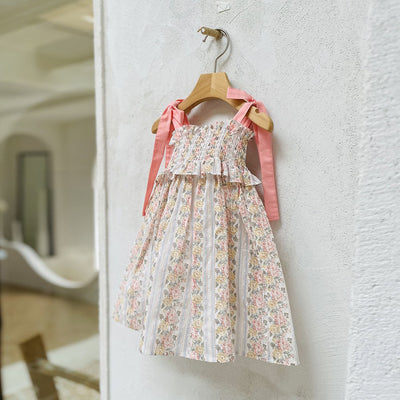 Glen Smocking Dress_ Coral