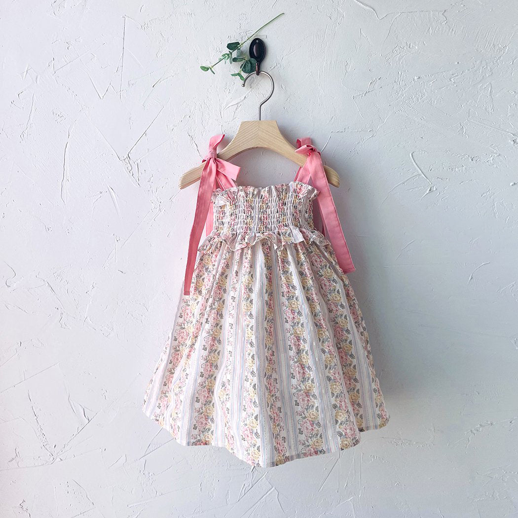 Glen Smocking Dress_ Coral