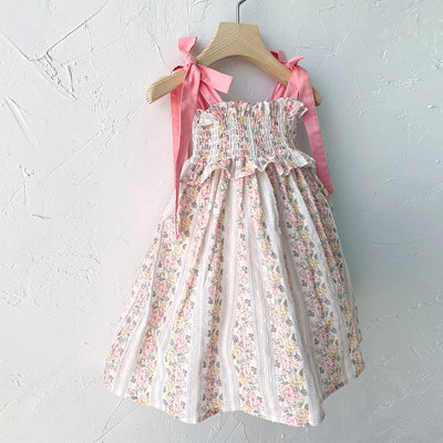 Glen Smocking Dress_ Coral