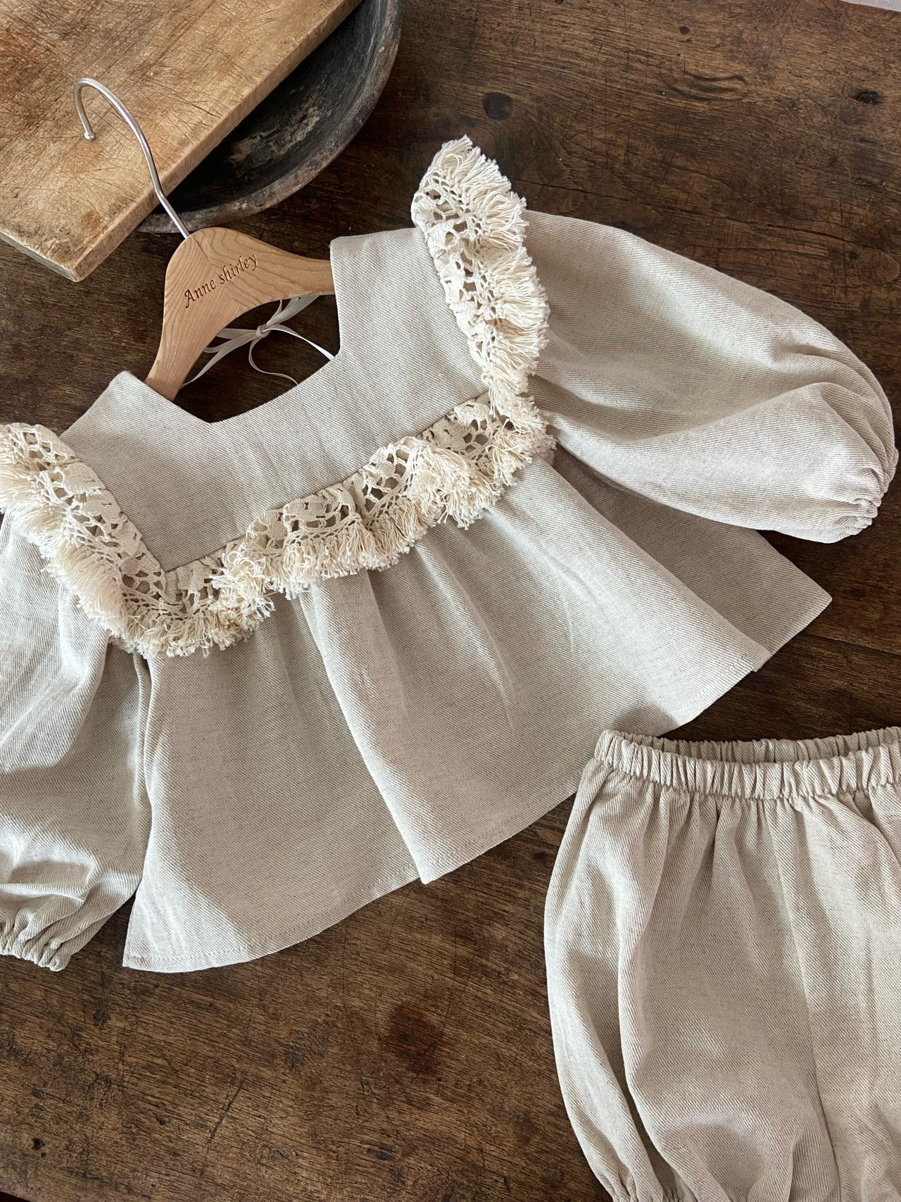 Natural Blouse & Bloomer Set