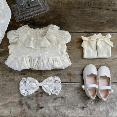 Vanilla Embroidery Dress Romper