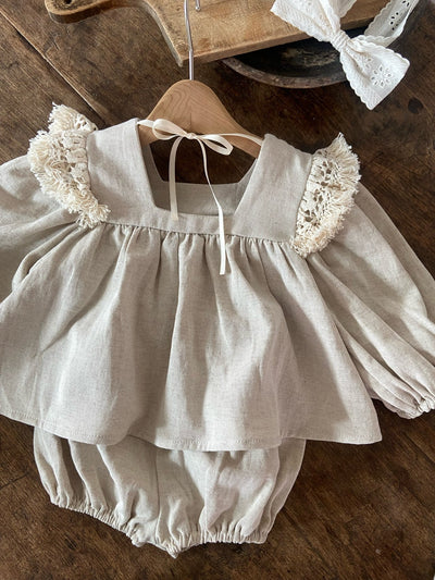 Natural Blouse & Bloomer Set