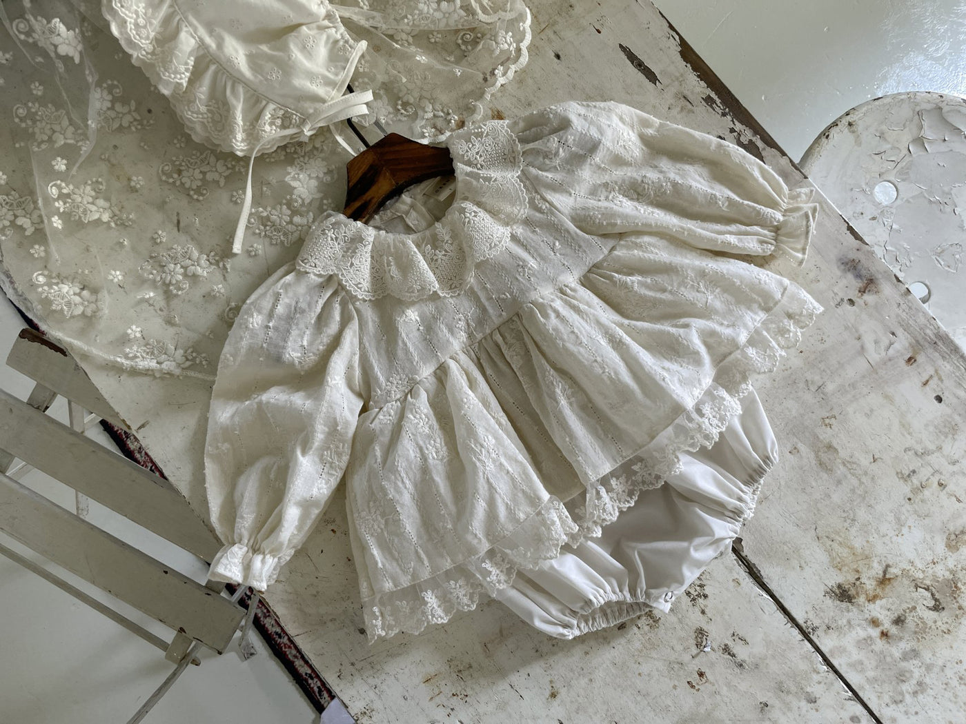 Vanilla Embroidery Dress Romper