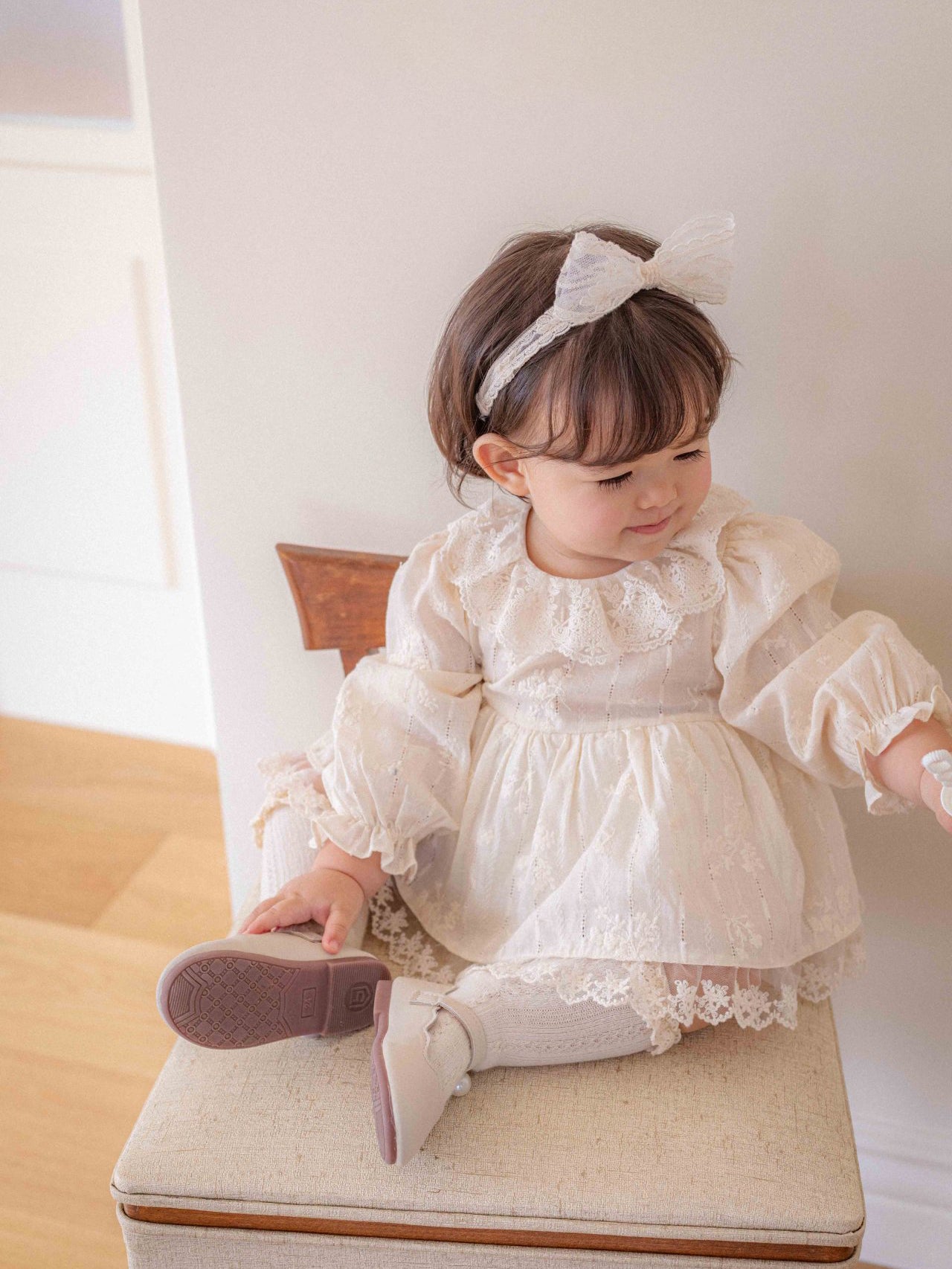 Vanilla Embroidery Dress Romper