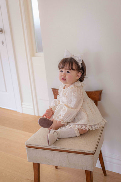 Vanilla Embroidery Dress Romper