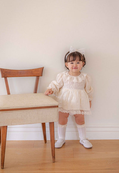 Vanilla Embroidery Dress Romper