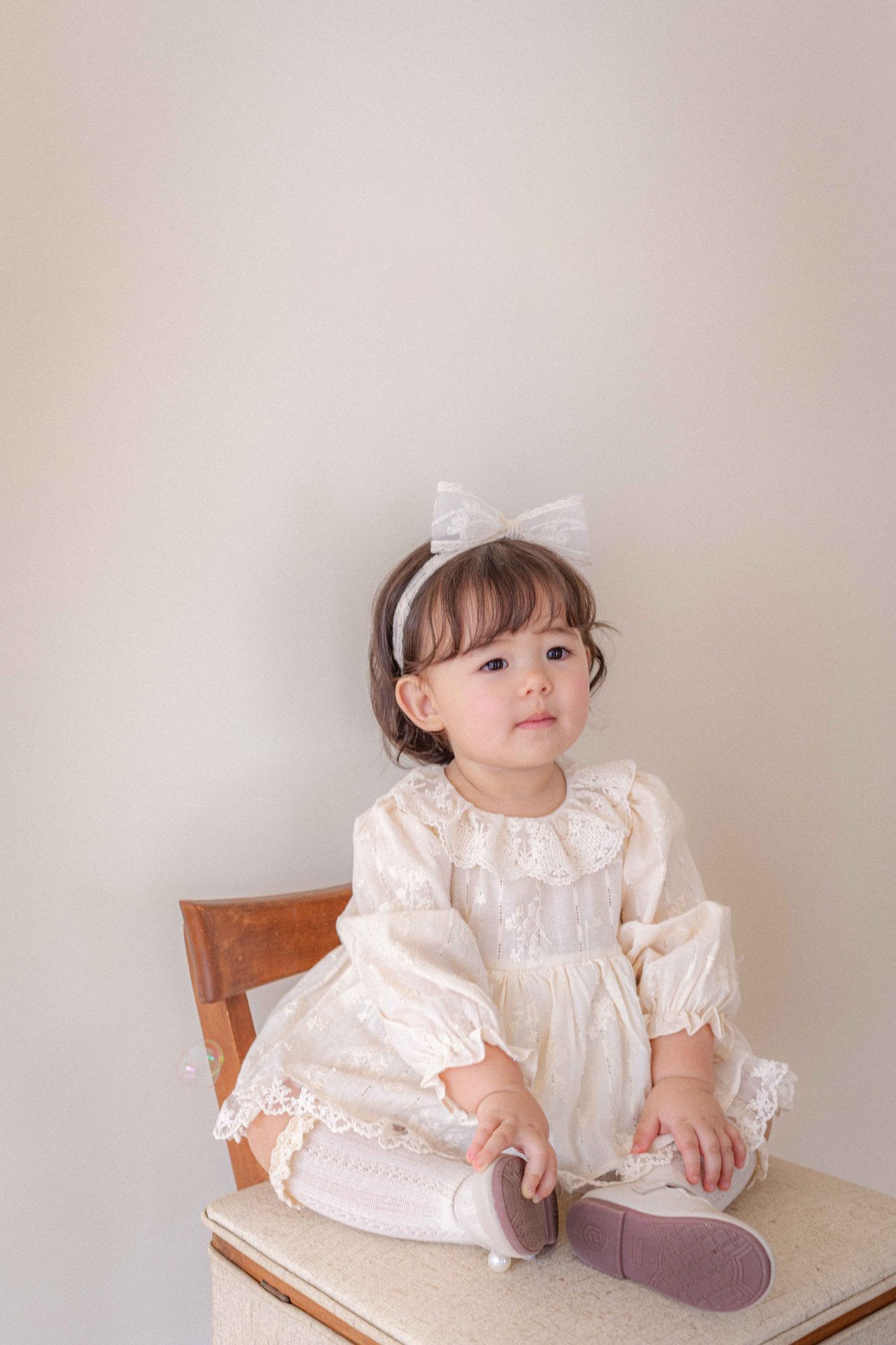 Vanilla Embroidery Dress Romper