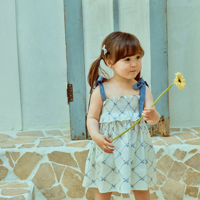 Glen Smocking Dress_ Blue