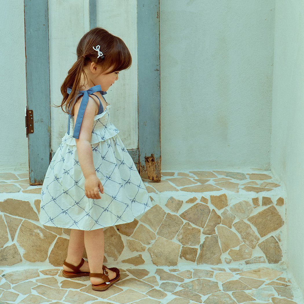 Glen Smocking Dress_ Blue