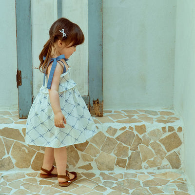 Glen Smocking Dress_ Blue