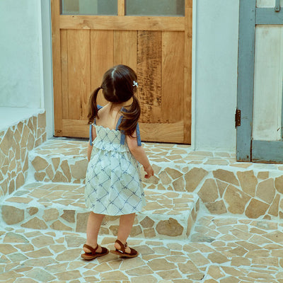 Glen Smocking Dress_ Blue