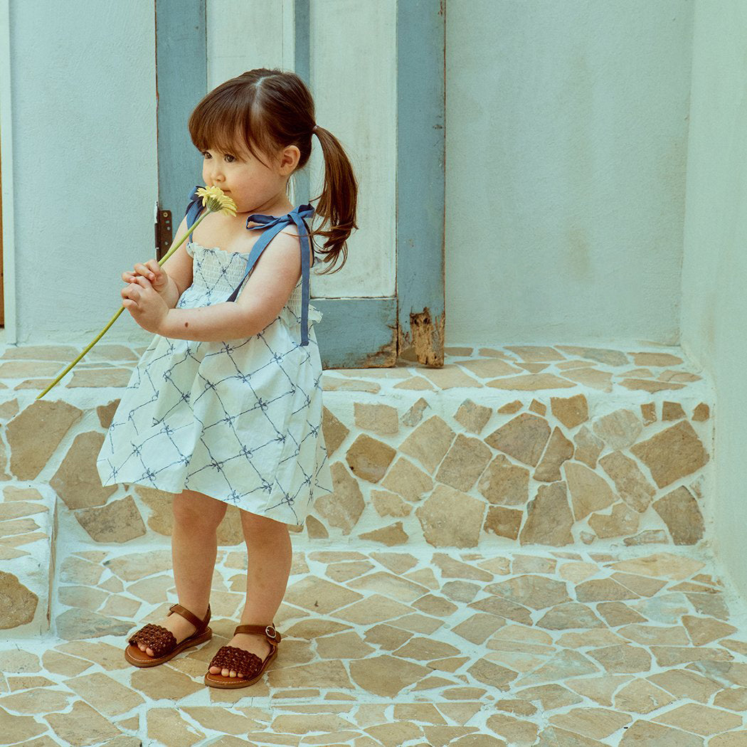 Glen Smocking Dress_ Blue
