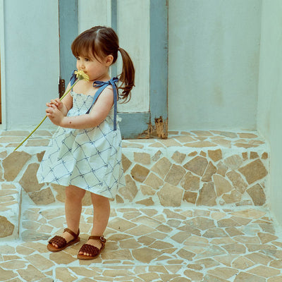 Glen Smocking Dress_ Blue