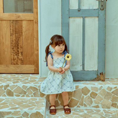 Glen Smocking Dress_ Coral
