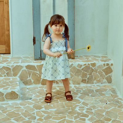 Glen Smocking Dress_ Blue