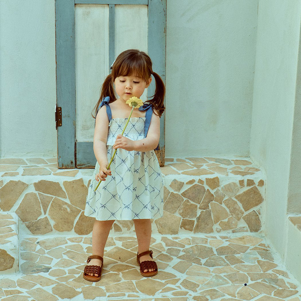 Glen Smocking Dress_ Blue