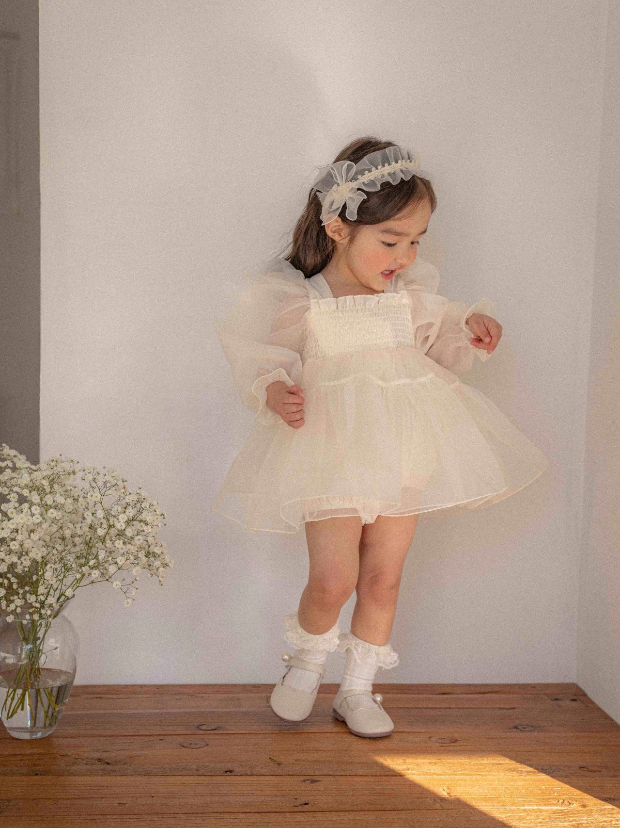 Sey Organza Dress Romper _Cream (Pre-Order)