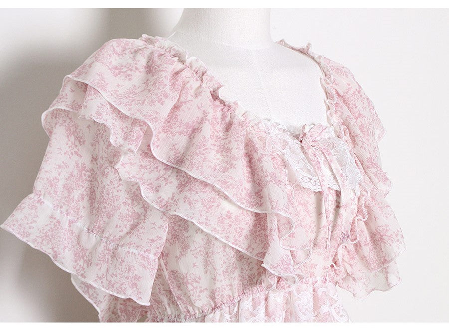 Rose Garden Chiffon Adult Nightdress _Pink