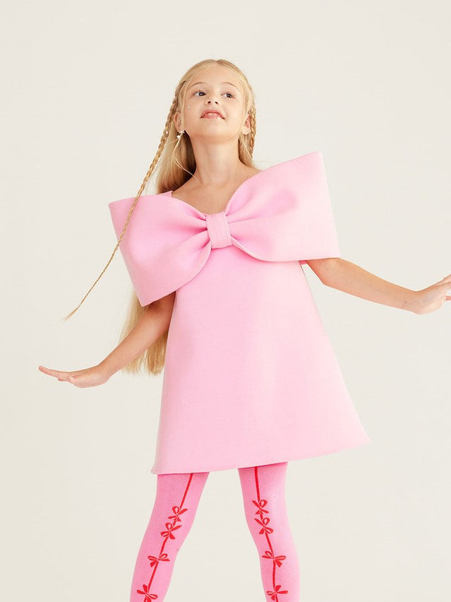 Ariel Bow Dress_Cherry Pink